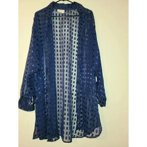 Sand Dollars Mesh Cardigan Women's 2X Long Sleeve Collared Button Up (LL)